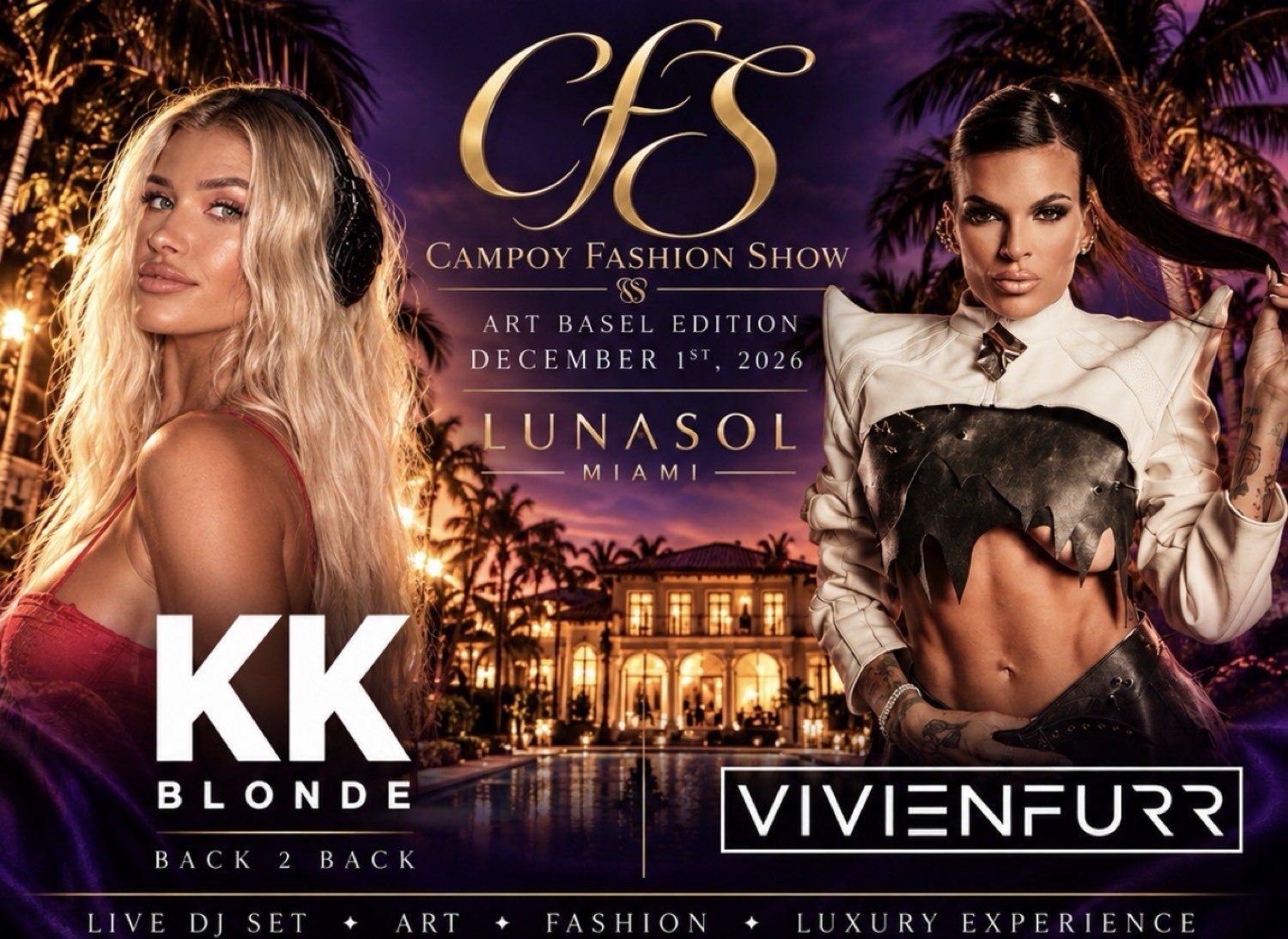 KK Blonde and Vivienfurr, back 2 back, Lunasol Miami, December 1st 2026